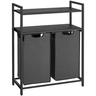 Mid.you Wäschekorb , Schwarz , Metall, Textil, Holzwerkstoff , 92L l , rechteckig , 73x92x33 cm , zusammenfaltbar , Haushalt & Kleinelektro, Wäschepflege, Wäschekörbe & Wäschetonnen