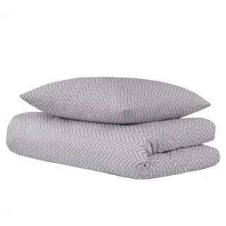 SCHIESSER Uncover by Schiesser Bettwäscheset Grebur - Renforcé - 2-teilig - 135 x 200 cm - Hellgrau