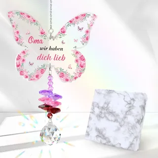 Sonnenfänger Beste Oma Geschenk Weihnachten Geschenke für Oma Geburtstag Geschenke für Großeltern Geschenk Großeltern Weihnachten Weihnachtsdeko Hängend Kristall Sonnenfänger