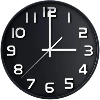 Coslife Wanduhr 3D-12-Zoll-Non-Ticking Silent Quarz dekorative Uhren, leicht zu lesen, Home/Küche/Büro/Schuluhr (Schwarz)