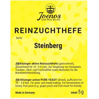 Joenos Kitzinger Steinberg Reinzuchthefe, aktive Trockenhefe für Wein und Met, 5g, Exclusiv Handel,Made in Germany