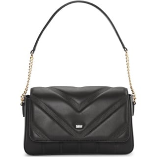 DKNY Women's Flap Shoulder Bag, Black/Gold