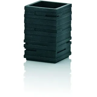 Kela Zahnputzbecher , Schwarz , Kunststoff , 7x10.5x7 cm , Badaccessoires, Zahnputzbecher