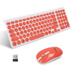 LeadsaiL, kabelloses Tastatur-Maus-Set, ergonomische Maus und Tastatur, kabellose PC-Tastatur und Maus, deutsches QWERTZ-Layout, leise Tastatur- und Maustasten, MacOS PC, Laptop, Rosa
