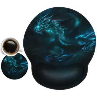 newplenty Mauspad,Mousepad Mit Handauflage, Mauspad Mit Gelkissen,Ergonomisches Mousepads Mit Untersetzer für Computer, Laptop (Blauer Drache)