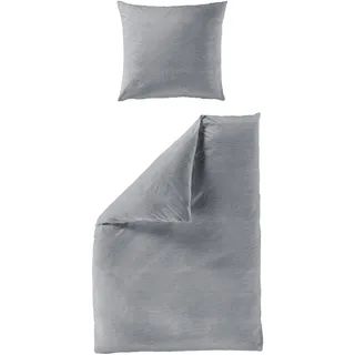 Bettwäsche BIERBAUM "Chic Uni", grau (hellgrau), B/L: 155cm x 220cm, 1 Stk., 1 Stk., Seersucker, B/L: 40cm x 80cm, 2 Stk., Seersucker, Obermaterial: 100% Baumwolle, Bettwäsche, Bettwäsche, Schickes Unidesign: Modern und elegant für jedes Schlafzimmer