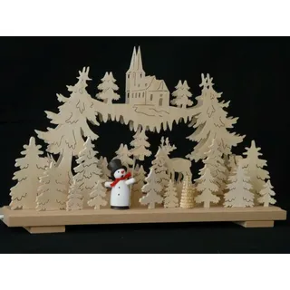 Schwibbogen el. Beleuchtet mit Schneemann b x h= 50x30cm NEU Lichterbogen Holz