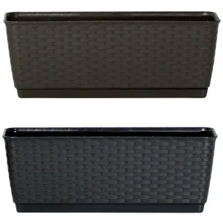 Prosperplast RATOLLA P Balkonkasten in Polyrattan-Optik Blumenkasten 40cm braun