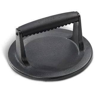 Enders® Guss Burgerpresse, massives emailliertes Gusseisen, insbesondere für Zubereitung von Smashed Burger Pattys, stabiler ergonomischer Kunststoffgriff, Grillzubehör, schwarz, #8816