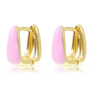 Made by Nami Edelstahl Eckige Ohrringe Gold mit Pinker Vorderseite Sommer Schmuck Damen Wasserfest (Pink)