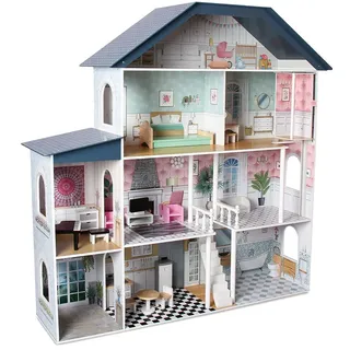 Deqube Holz, 4-stöckiges Premium Puppenhaus - Multicolor - One Size