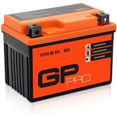 GP-PRO GP-001, 12V GEL 5Ah GEL Motorrad Batterie GTX4L-BS, wartungsfrei versiegelt vorgeladen ähnlich YTX4L-BS YTX5L-BS