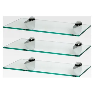 3X Klar 40 cm Schwebende Wandregale aus Glas - Regale für Badezimmer, Dusche und Küche