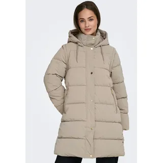 Steppmantel ONLY "ONLDIXIE LIFE 2IN1 PUFFER COAT CC OTW", Damen, Gr. L, beige (string), Steppware, Obermaterial: 100% Polyester, unifarben, regular fit ca. Mitte Oberschenkel, Rippbündchen, Mäntel Steppmantel, Kunstfaser