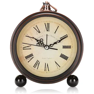 Sporgo Retro Wecker Analog Ohne Ticken: Nachttischuhr Tischuhr Vintage Silent Kleine Lautlos Batteriebetrieben, Vintage Tischuhr Analog für Schlafzimmer Wohnzimmer Kinder