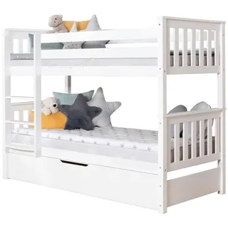 TICAA Etagenbett Sammy 90 x 200 cm Kiefer massiv weiß