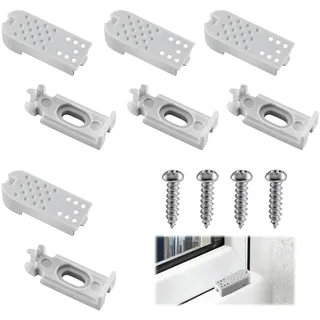 Rongrongago 4 Kit 8 Stück Plissee Ersatzteile Klemmträger, Plissee Spannschuhe mit Schrauben, Universal Spannschuhe für Verspannte Plissees für Klebeträger und Stick & Fix Front Klebeplatten