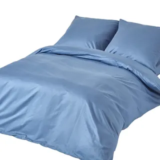 Homescapes Bettwäsche Premium, Ägyptische Baumwolle, Fadendichte 1000 , Blau , Textil , Rechteckig , 155x220 cm , Oeko-Tex® , Heimtextilien, Bettwäsche & Leintücher, Bettwäsche