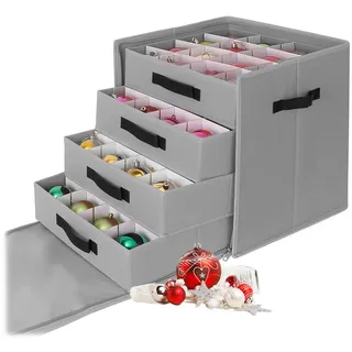 Relaxdays Weihnachtskugel Aufbewahrungsbox, Grau,Schwarz