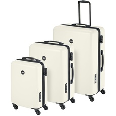 Princess Traveller Koffer Set - PT01 - Reiskoffer mit 4 Rollen - Pearl White Weiß - Dreiteilige Kofferset - Koffer & trolleys - hartschalenkoffer