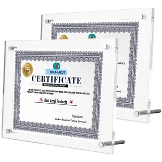 TUKA-i-AKUT 2X Acryl Bilderrahmen Rahmenlos für A3 Flyer, Doppelte Acryl Panel Kristallklar, Desktop Flyerstander Fotorahmen Display Rahmen für Familienfoto Zertifikat Poster, UV-Schutz, TKD9400-A3-2x