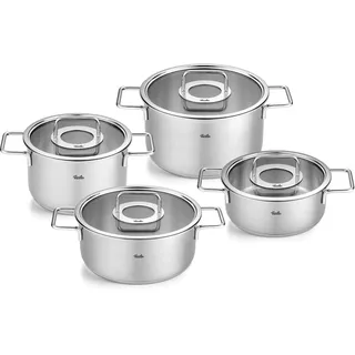 Fissler Pure Collection/Edelstahl-Kochtopfset, 4-teilig, Töpfe mit Glas-Deckel (2 Kochtöpfe,2 Bratentöpfe), MADE IN GERMANY - Induktion