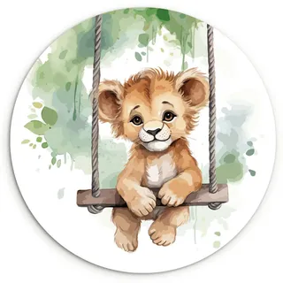 MuchoWow Wandbild Löwe - Tier - Kinder - Dschungel Wanddeko Schlafzimmer 60x60 cm , Hellbraun , Kunststoff , Rund , 60x60 cm , einfache und schnelle Anbringung , Bilder & Rahmen, Bilder, Sonstige Wandbilder