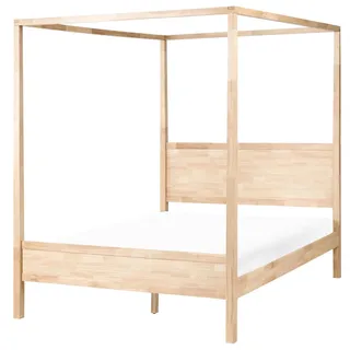 Beliani Himmelbett 160/200 cm Hellbraun Hauterives , Holz , 160x200 cm , Schlafzimmer, Betten