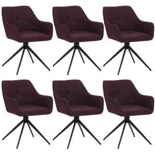 Mendler Esszimmerstuhl HWC-O47 Stoff bordeaux 6er Set