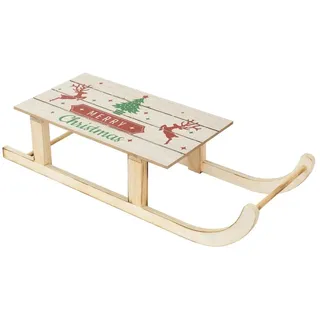 ECD Germany led Deko Schlitten aus Holz mit 60 LEDs 60x21x13,5cm Braun,