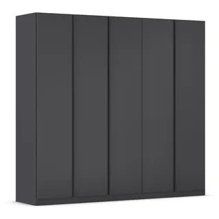 Rauch Möbel Monostar, Drehtürenschrank, Kleiderschrank, Kleiderschränke, Garderobe, Schrank mit Stauraum, 5-türig, Farbe Grau metallic, Schwarz, 226x210x54cm