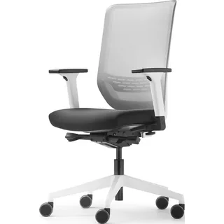 Trendoffice to-sync pro, ergonomischer Bürostuhl, mit Armlehnen, modernes Design, Homeoffice, umwelt, by Dauphin (Weiß, Netz-Rückenlehne)