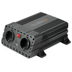 Technaxx KFZ Wechselrichter 12V auf 230V - TÜV Rheinland zertifiziert Auto Inverter mit 2x Schuko-Stecker und 2x USB-Port - Power 600W / 1200W (Spitze) – Spannungswandler TE19