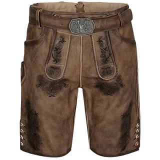 Maddox Kurze Herren Lederhose "Altrei" mit Gürtel | Nappato Sand Größe: 54 - Braun