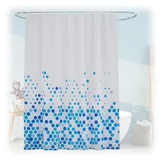 Relaxdays Duschvorhang gepunktet, Bad Vorhang 180x200, Antischimmel, waschbar, 12 Ringe, Badewannenvorhang, Mehrfarbig
