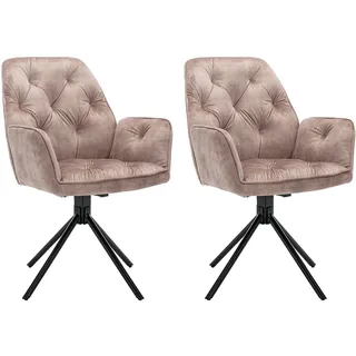 byLIVING Esszimmerstuhl Sarina Vintage-Samt beige 2er Set