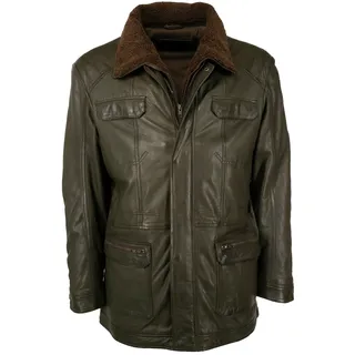 Kurzmantel JCC "Ledermantel 41607", Herren, Gr. 56, grün (olive), Obermaterial: 100% Lammnappaleder LANA. Futter: 100% Polyester PES., Mäntel Kurzmantel