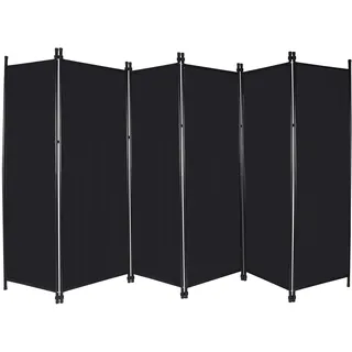 REDCAMP Raumteiler Trennwand 6 Teilig, 307x173 cm Tragbare Paravent klappbar Sichtschutz, Stoff Raumtrenner innen Outdoor für Schlafzimmer Wohnzimmer Büro Krankenhaus Garten Balkon Terrasse, Schwarz