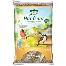 Dehner Natura Premium Wildvogelfutter, Hanfsaat, Ganzjahresfutter proteinreich / energiereich, hochwertiges Vogelfutter für Wildvögel, 2.5 kg