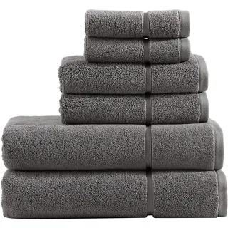 Vera Wang - Badetücher Set, Luxus Baumwolle Badezimmer Set, Plüsch & super saugfähig (Modern Lux Grey, 6-teilig)