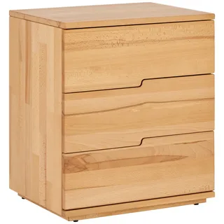 Mid.you Nachtkästchen , Holz , Kernbuche , massiv , 3 Schublade(n) Schubladen , 50x60x40 cm , Schlafzimmer, Nachtkästchen