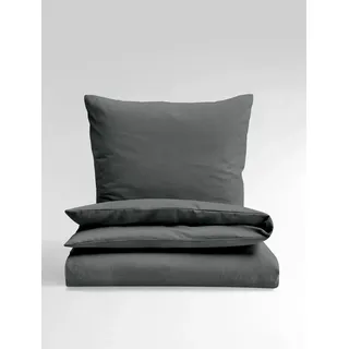 BIERBAUM Bettwäsche Biber Uni Grau 155 x 220 cm + 2 x 40 x 80 cm