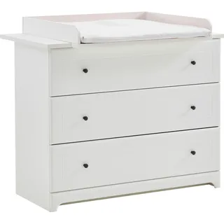 Arthur Berndt THILO Babyzimmer Sparset 2-teilig, Kinderbett (70 x 140 cm) und Wickelkommode, mit Wickelaufsatz MDF, weiß, - Made in Germany