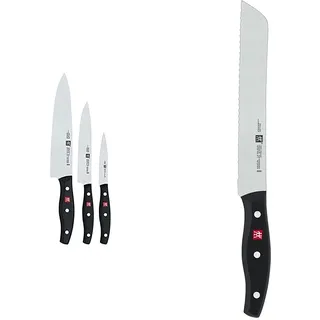 Zwilling 30763-000 Twin Pollux Messerset, Kunststoff-Schalen, 420 x 135 mm, 4-teilig, schwarz & 30726-201-0 Twin Pollux Brotmesser