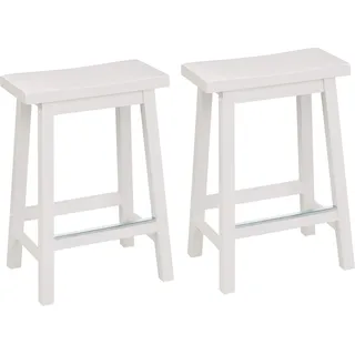 Amazon Basics Küchenhocker aus Massivholz, niedriger Barhocker, Esszimmerstuhl, einfache Montage, modern, 2 Stück, 61 cm hoch, Weiß