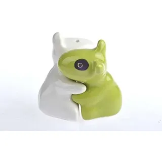 Hundefreund, Tierfreund, Tierliebhaber, umarmende Hunde Bullterrier Terrier mini, in hellgrün/weiß, die ungewöhnlichsten Salzstreuer