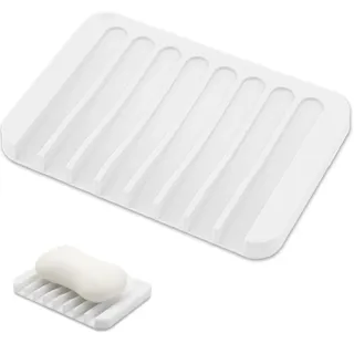 1 Stück Seifenschale Silikon,Seifenschale mit Ablauf,Seifenablage,Seifenschalen Dusche,für Bad,Küche,Waschbecken (Weiß)