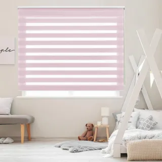 Blindecor Lira doppelrollo - duo rollo tag und nacht Rosa - 120 x 250 cm (Breite x Länge) | Stoffgröße 117 x 245 cm | Fensterrollo zebra