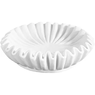 Rüschenschale, Harz-Marmorschale, Weiße Dekorative Schale, Geriffelte Dekorative Schale mit Rüschen, Antike Obstschale mit Rüschen, Rüschenschüssel, Rustikale Rüschenschale, für Heimdekoration