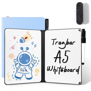 AGM Mini Whiteboard Blau, Tragbar A5 Memoboard Klein Doppelseitiges Schreiben Whiteboard Kein Magnet, 15 x 21 cm Harte Schale für Büro, Schule, Zuhause - inkl. 1 Marker mit Radierspitze